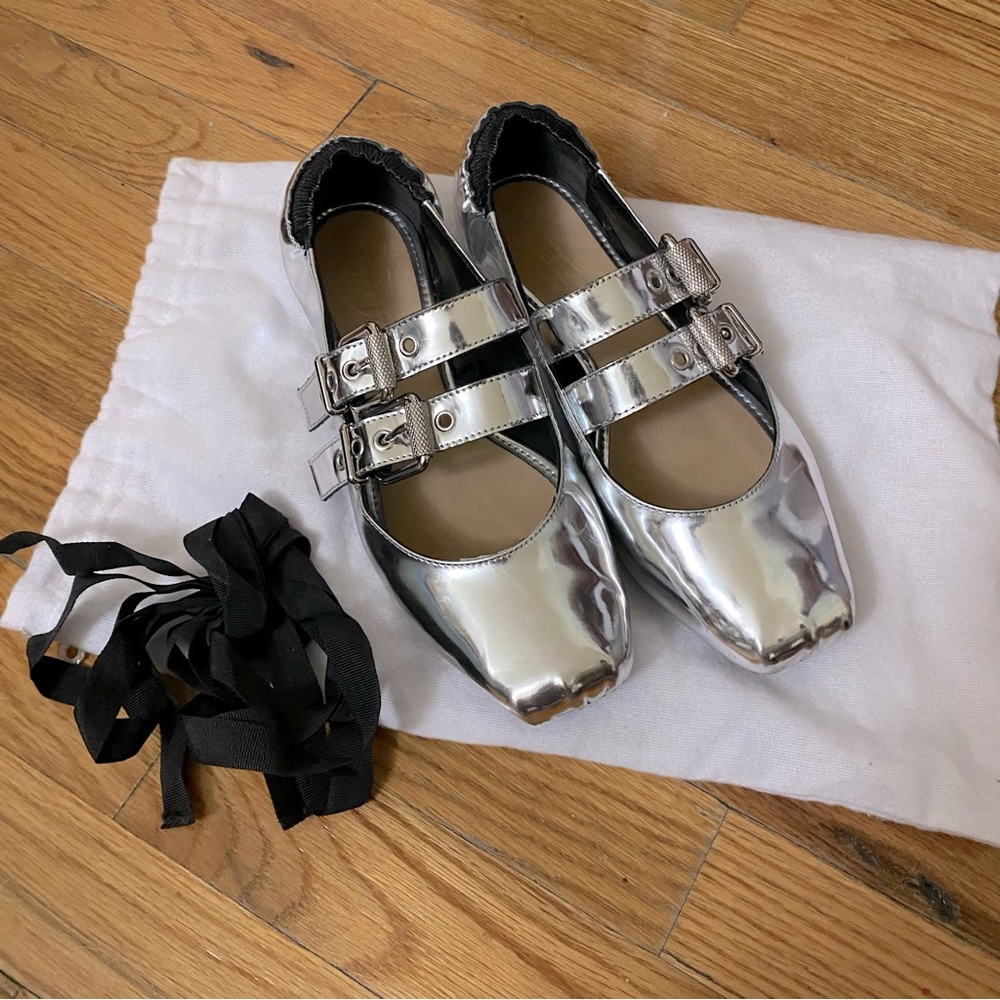 SCHUTZ Silver Ballet flats with buckles